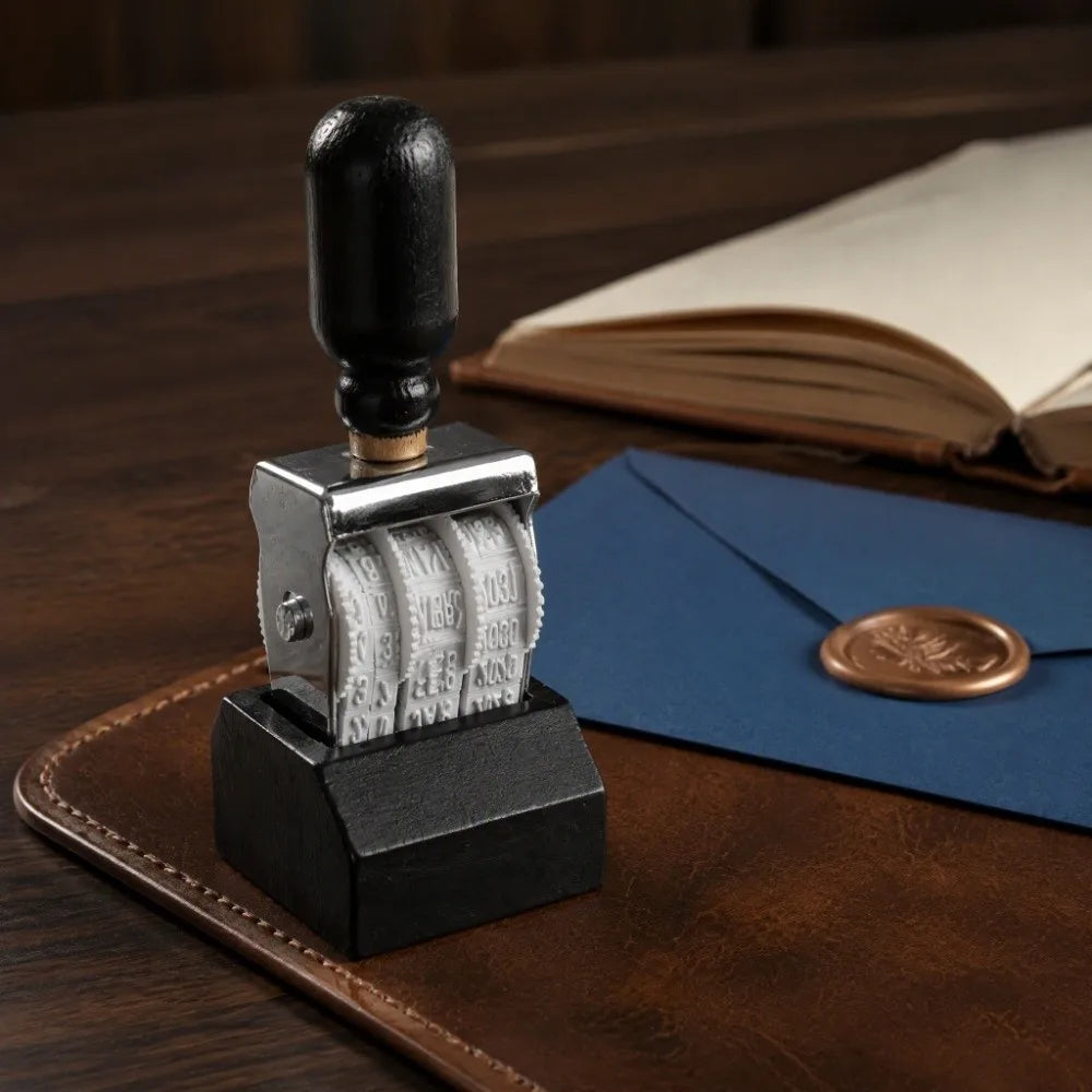 Wooden Roller Date Stamp – Retro Beech Wood DIY Craft Stamper