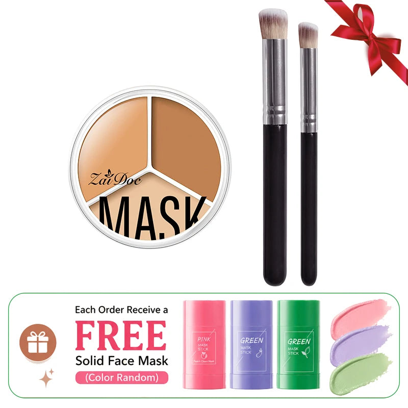 ZaiDoc 3-Color Concealer Palette – Full Coverage Cream