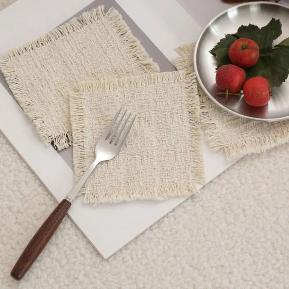 Beige Cotton Square Placemat – Table Mat & Photo Prop