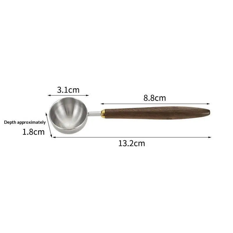 Walnut Wood Stainless Steel Coffee Scoop – Long Handle Spoon