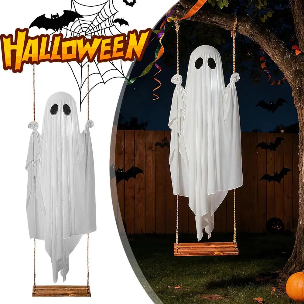 Large Hanging Swing Ghost Halloween Decoration | LED Lights