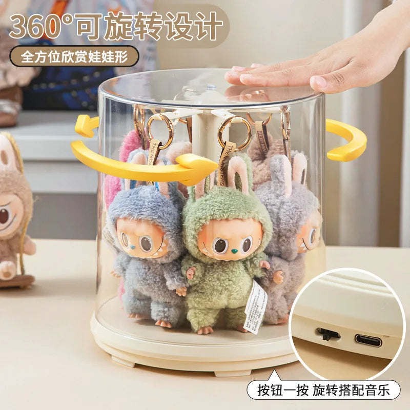 Rotating Display Case 360° Clap-Activated Spin Dustproof Cover
