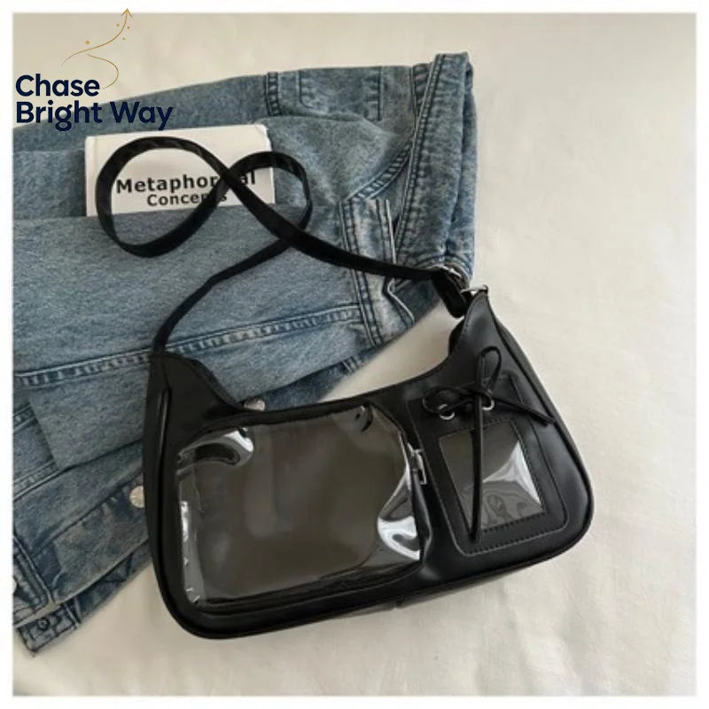Transparent Ita Bag – Y2K Harajuku PU Crossbody Shoulder Bag