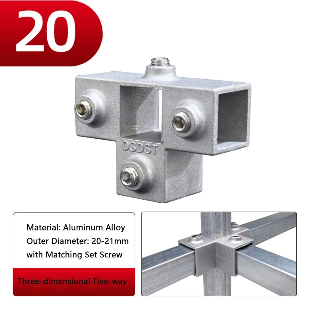 Aluminum Alloy Square Tube Pipe Clamp Connector | 3 Sizes