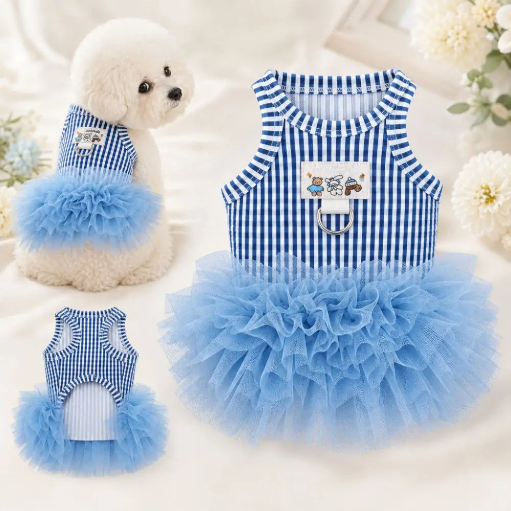 Tulle Striped Pet Princess Dress – Summer Dog & Cat Dress XS–XXL