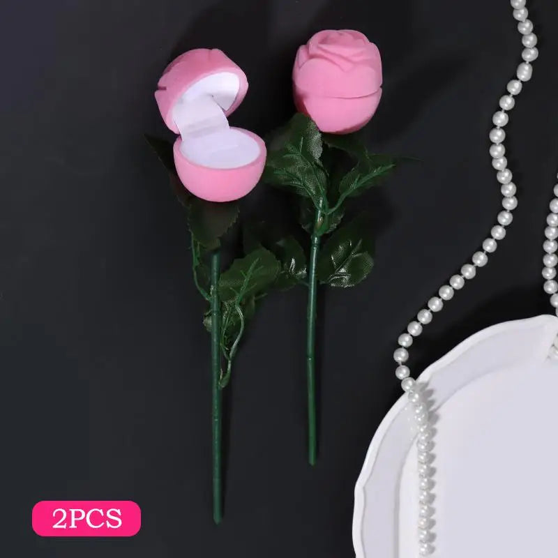 Velvet Flocked Ring Box – Rose Heart Jewelry Gift Case