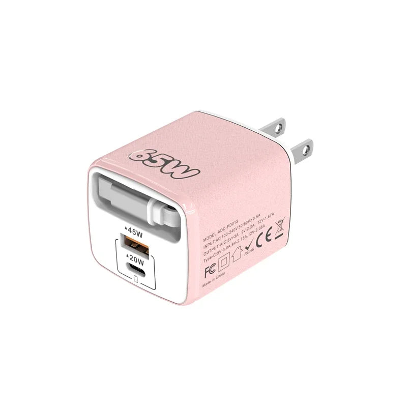 PD 65W Multi-Port Fast Charger with 70cm Extension | EU US UK