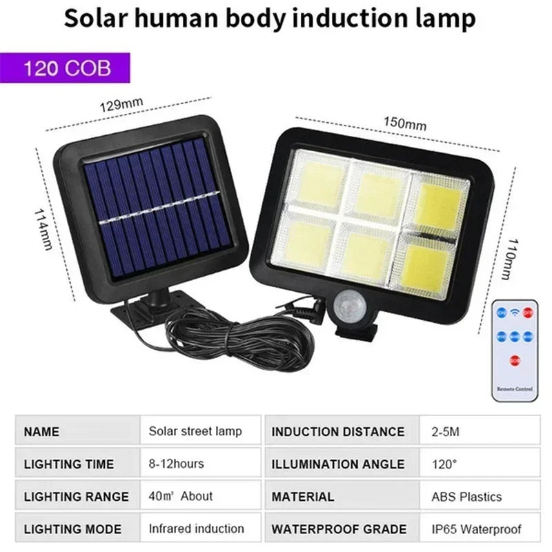 Solar Split Wall Light – PIR Motion Sensor IP65 COB LED Outdoor