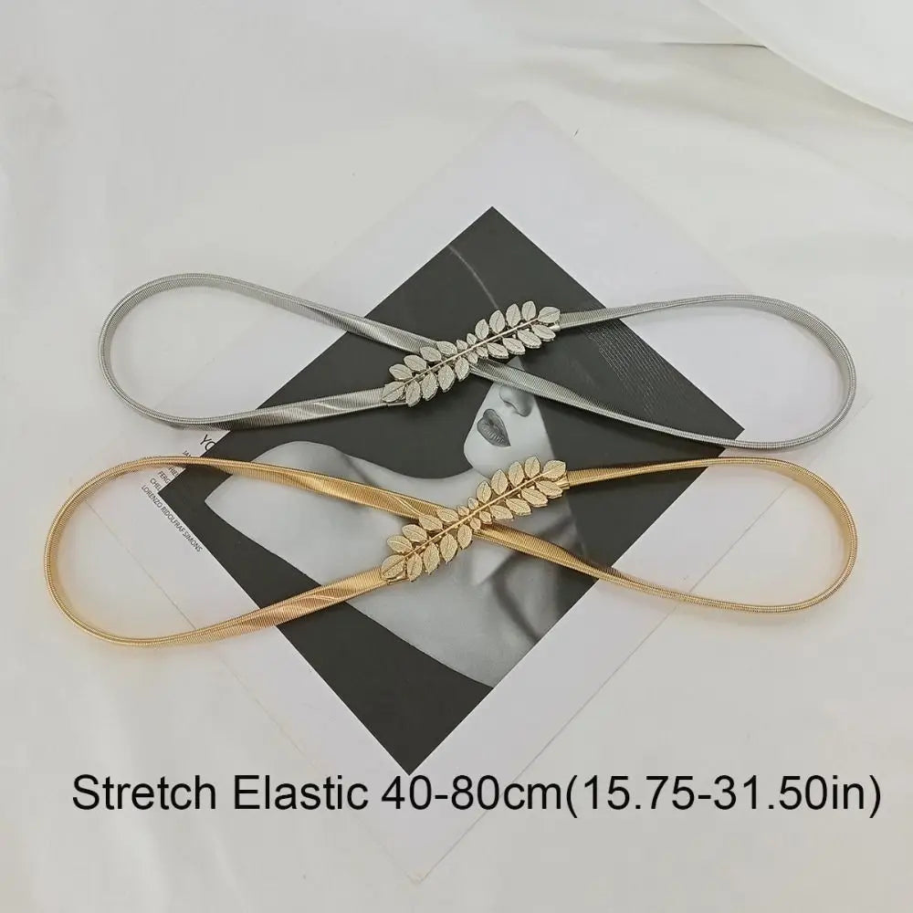 Elastic Metal Leaf Curtain Tiebacks – Gold & Silver Chain Belt