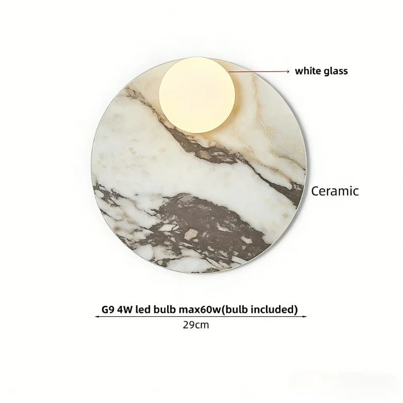 White Marble LED Wall Sconce – Wabi Sabi Stone Wall Lamp