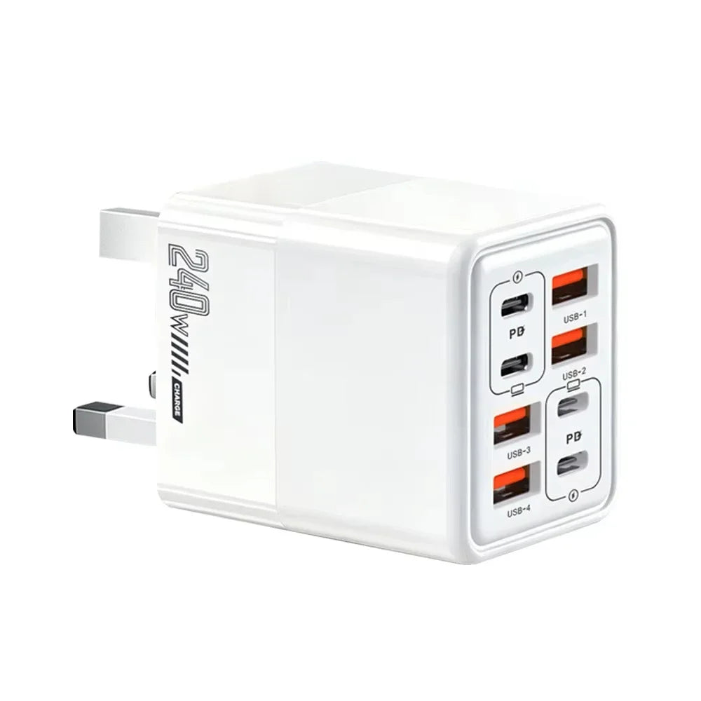 8-in-1 240W USB-C Fast Wall Charger – 4PD + 4USB Ports