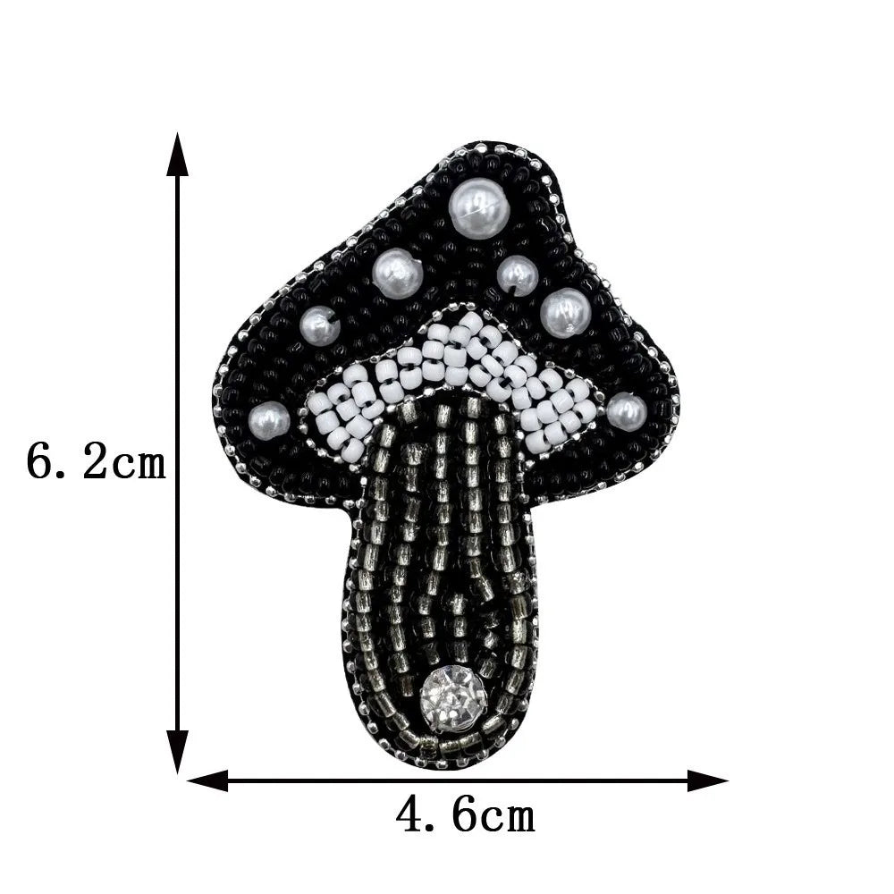 Handmade 3D Beaded Mushroom Patch – DIY Fabric Appliqué Craft