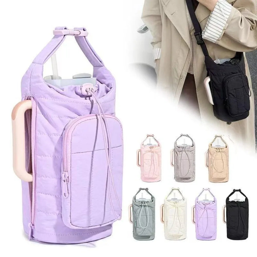 Water Bottle Holder Bag with Strap – Large Crossbody Carrier