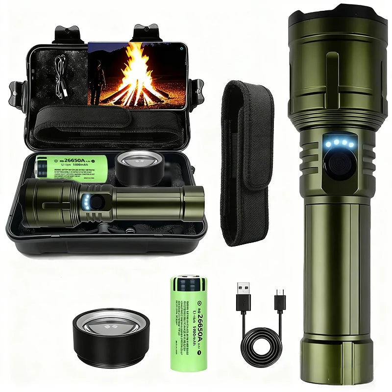 Tactical Zoomable LED Flashlight 1200LM IPX7 Type-C Rechargeable