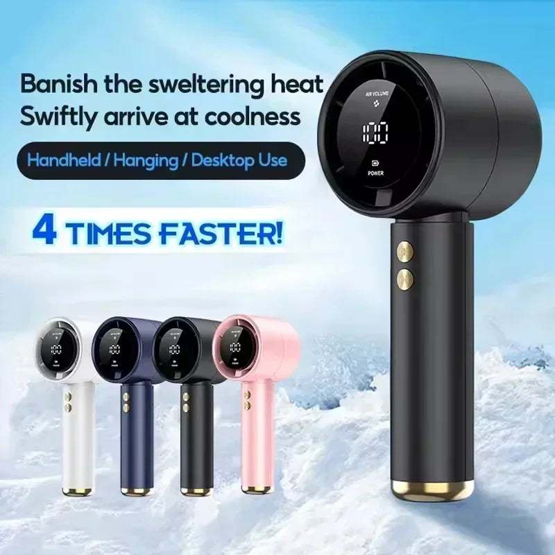 USB Mini Turbo Handheld Fan – 100-Speed Rechargeable Portable