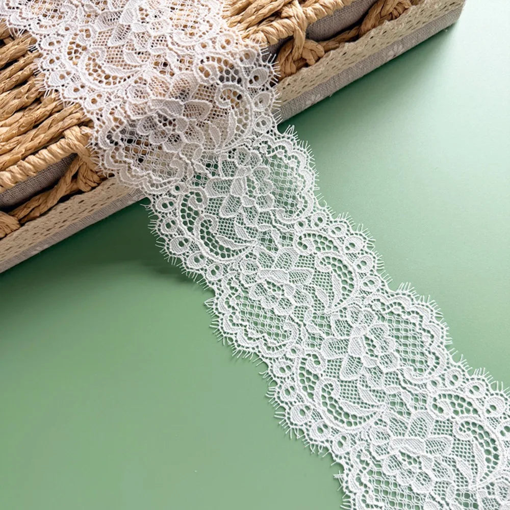8cm Eyelash Lace Trim – Soft Sheer Sewing Embellishment 5 Yds
