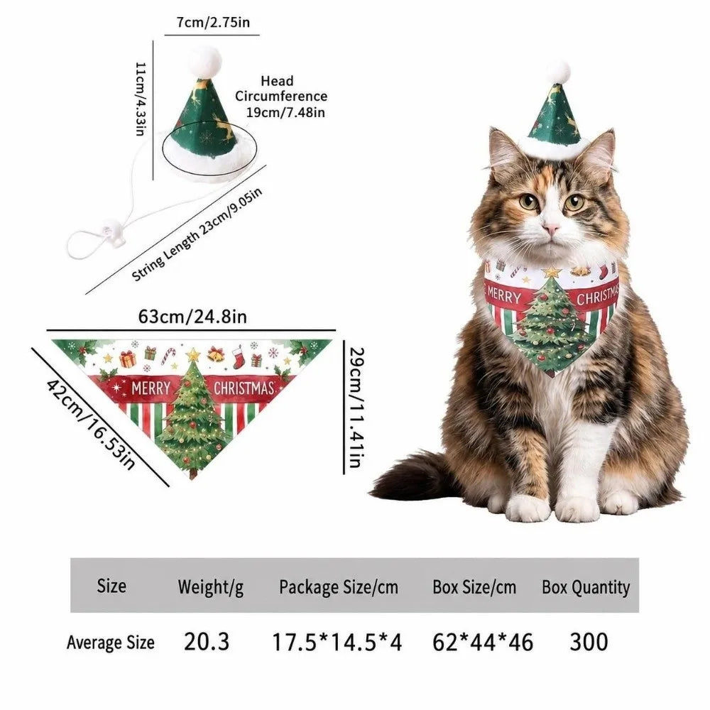 Pet Christmas Costume Set – Santa Hat & Bandana Scarf