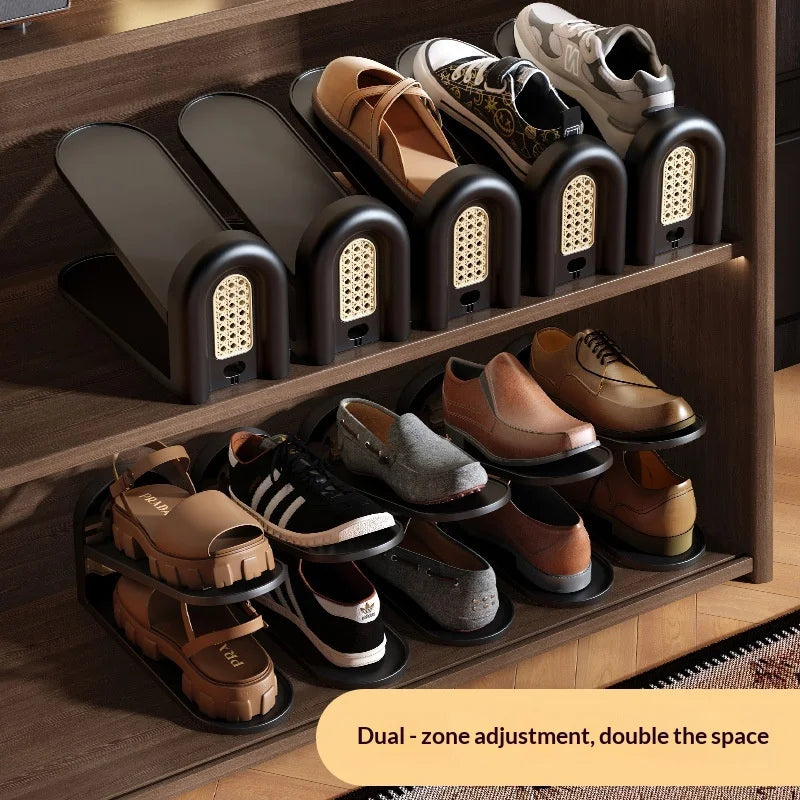Adjustable Multi-Tier Retro Shoe Rack Organizer | Entryway Shelf