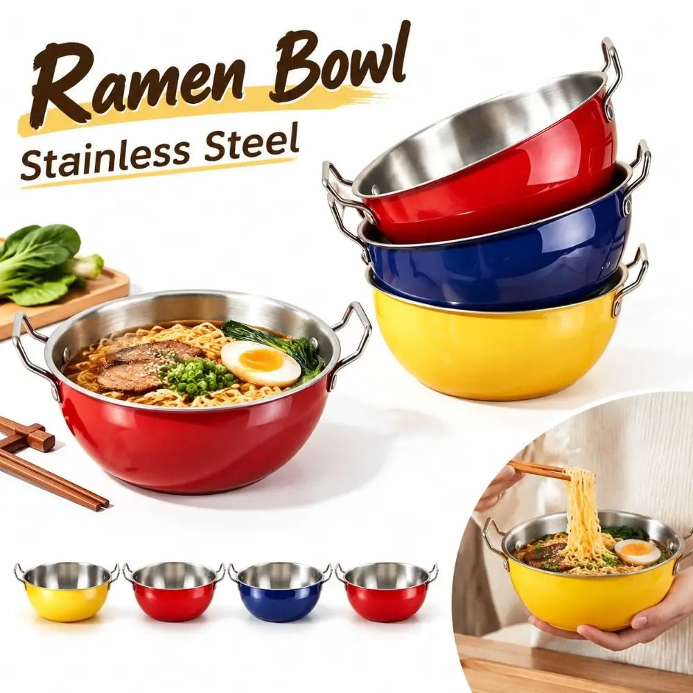 Stainless Steel Ramen Bowl | Double Ear Handles | 17cm