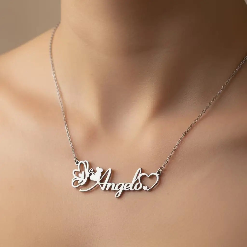 Custom Name Necklace – 18K Gold Plated Stainless Steel Pendant