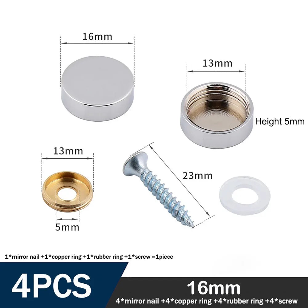 Decorative Mirror Screw Caps – Copper Chrome Covers Multi-Size