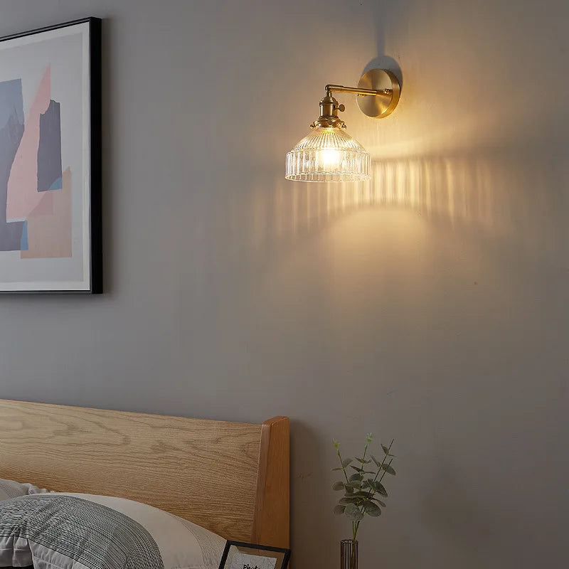 Vintage Glass Wall Lamp E27 LED Sconce – Bedroom & Bathroom