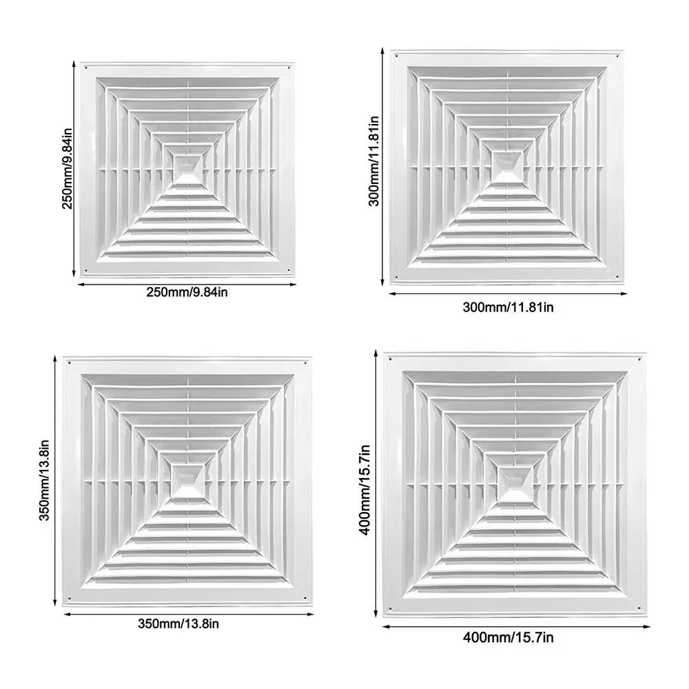 White Square Plastic Air Vent Grille | Silent Ventilation Cover