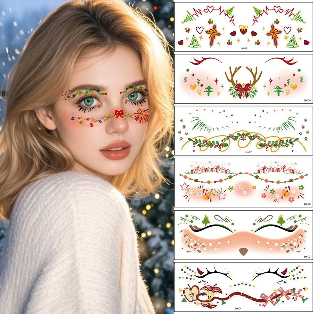 12-Pack Christmas Eye Makeup Stickers – Cosplay Face Art Decals