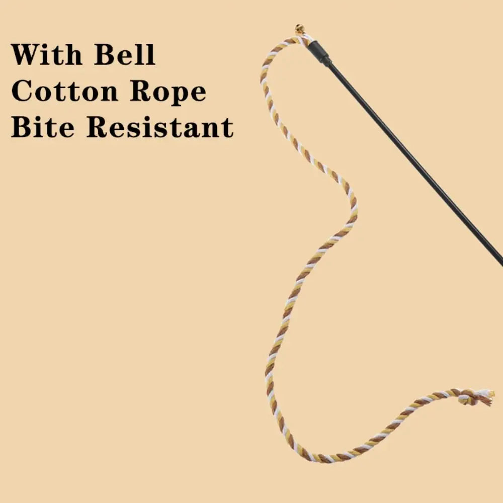 Interactive Bell Cat Wand Toy – Bite-Resistant Cotton Rope