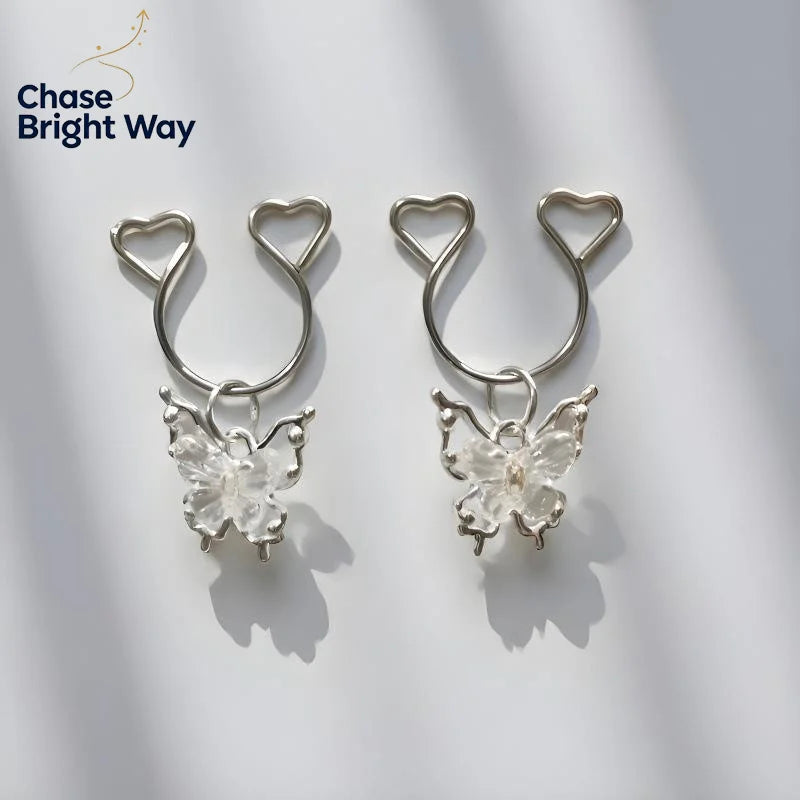 Non-Piercing Dangle Heart Clip-On Body Jewelry – 2Pcs