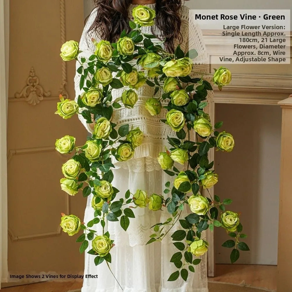 Silk Artificial Rose Vine 1.7m 21 Heads – 8 Colors Wall Décor