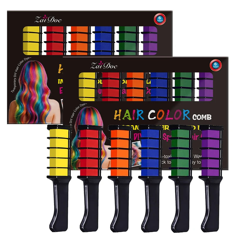 Temporary Hair Dye Color Comb – 6 Colors Root Touch-Up