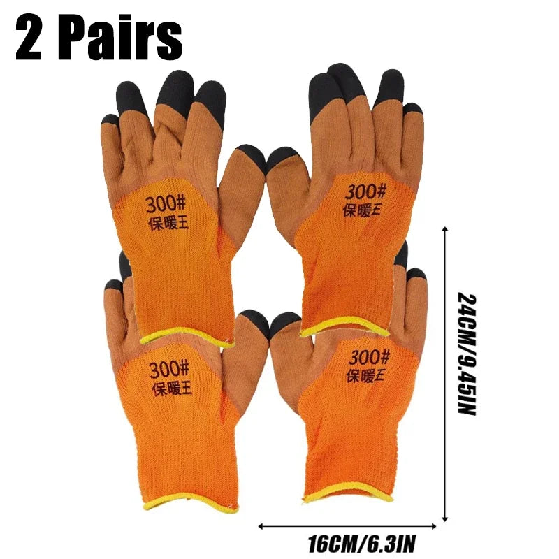 Winter Thermal Work Gloves – Fleece-Lined Nylon Latex Safety Grip
