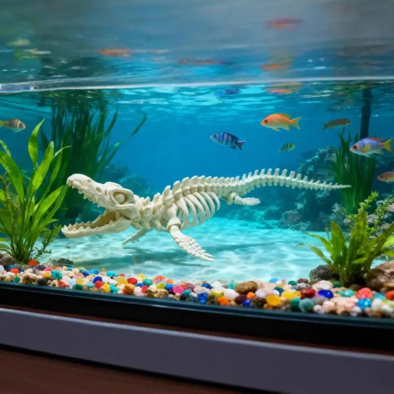 Mosasaurus Skeleton Aquarium Ornament – 20cm Fish Tank Decor
