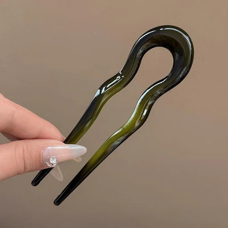 Women's U-Shaped Geometric Hair Fork – Tortoiseshell Hairpin