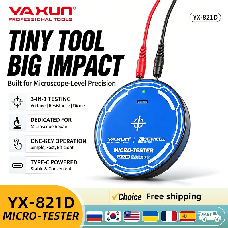 YAXUN YX-821D Micro-Tester | PCB Voltage Diode Continuity Tool