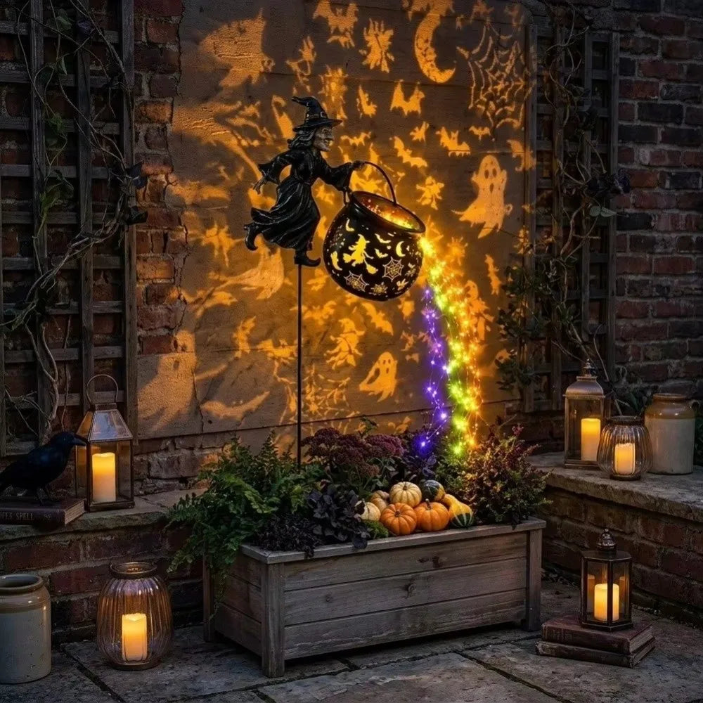 LED Halloween Witch Cauldron Garden Light | Shadow Projection
