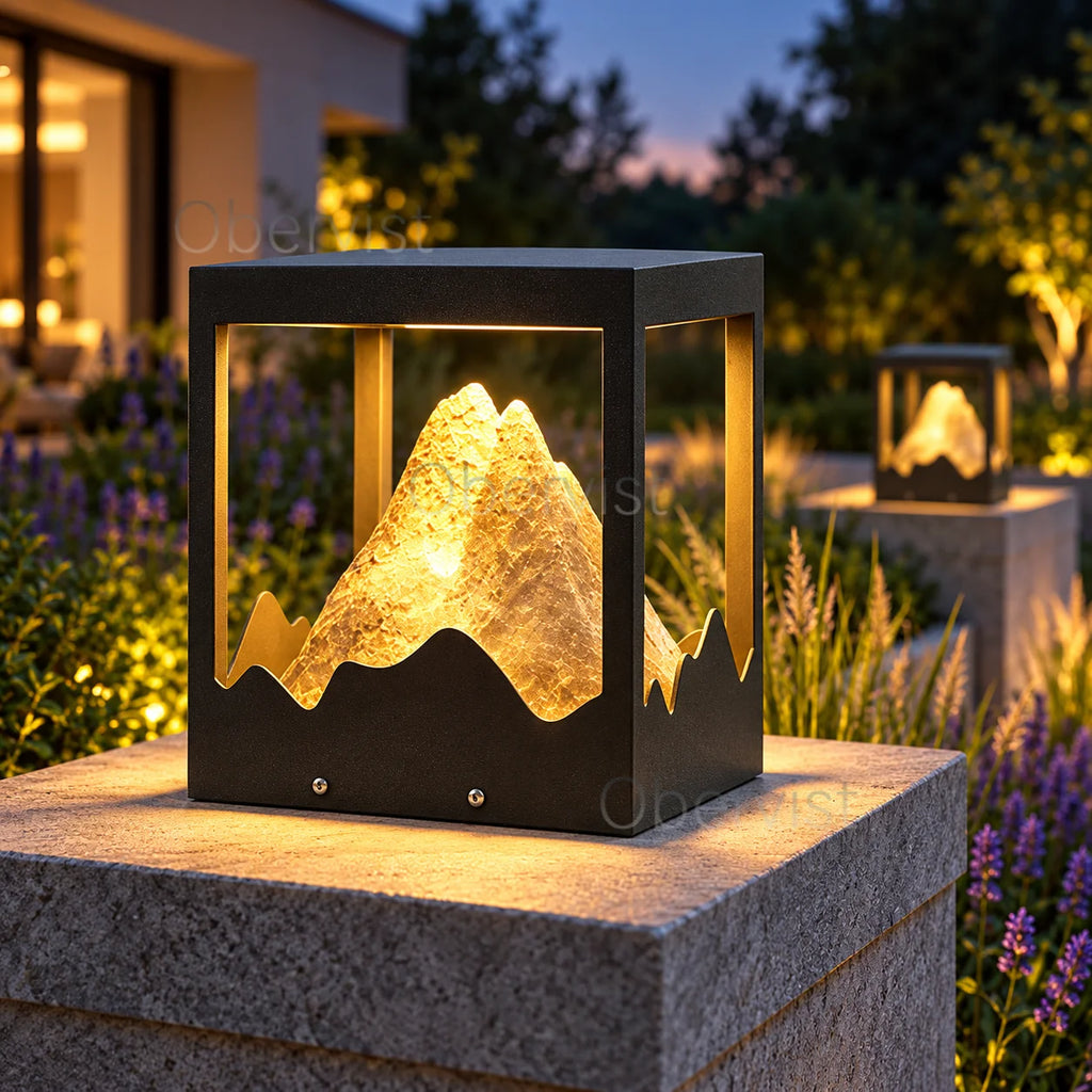 Obervist LED Outdoor Pillar Light – Mountain Design Post Lamp