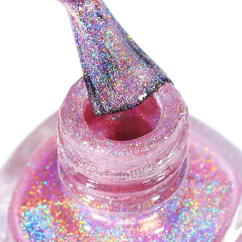 Laser Glitter Nail Polish – Holographic Rainbow 7ml 3-in-1