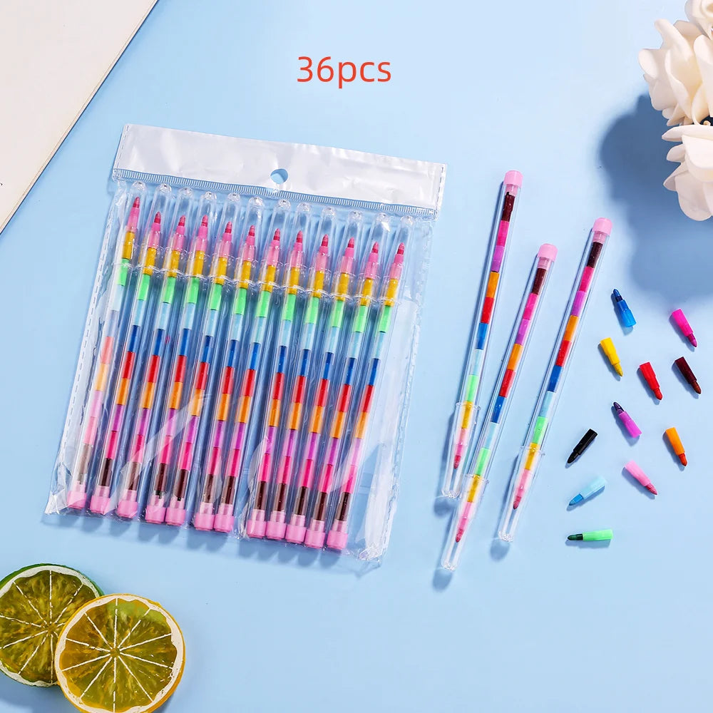 Stackable Colorful Wax Crayons Set 12-36 Pcs – Kids Art