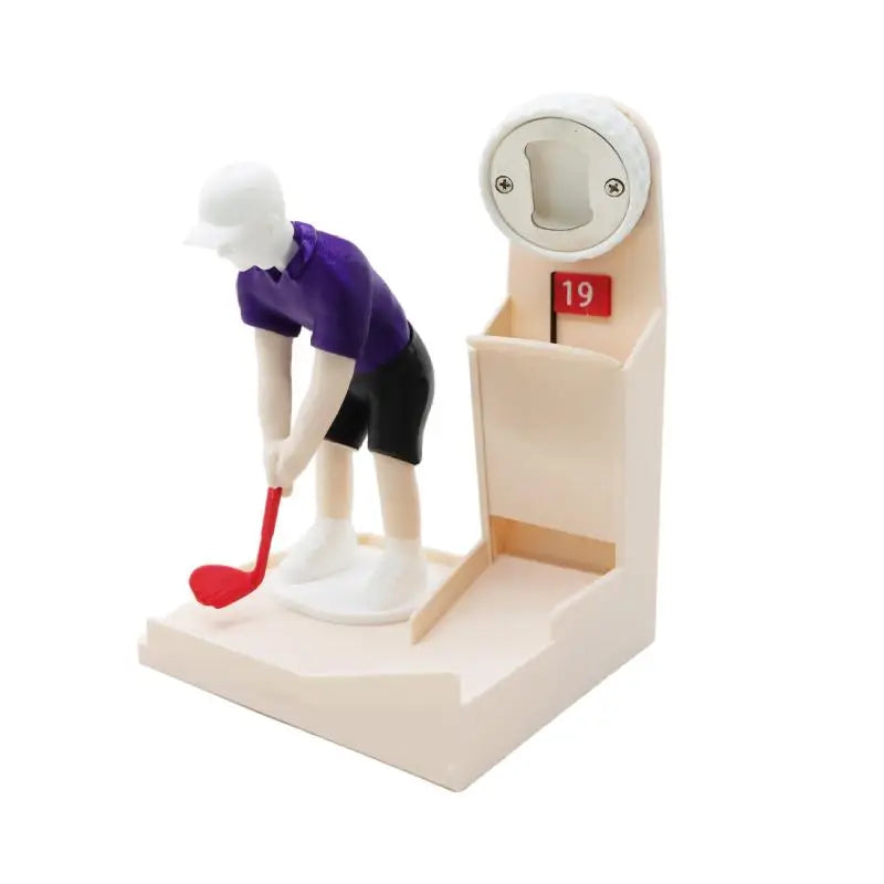 Golfer Shaped Bottle Opener with Cap Collector | Bar Decor