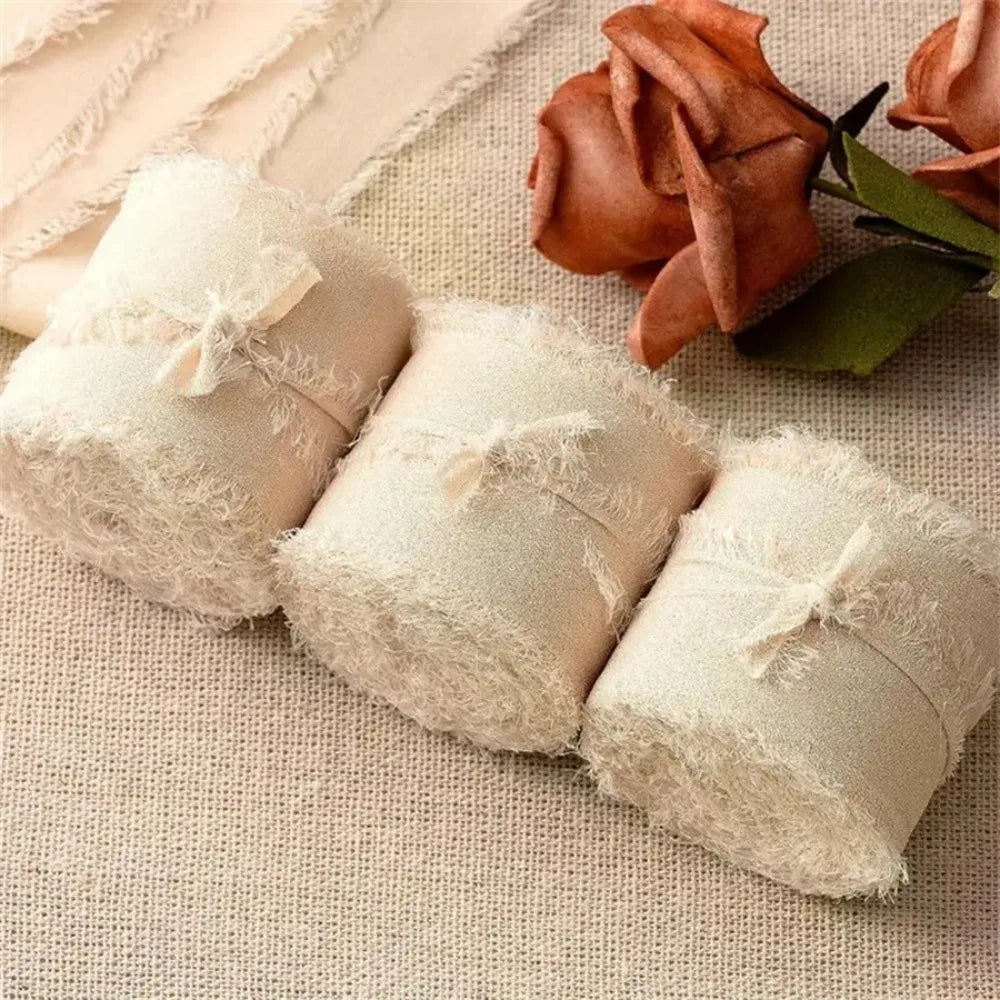 3-Roll Fringe Chiffon Ribbon – 5m DIY Wedding & Craft Décor