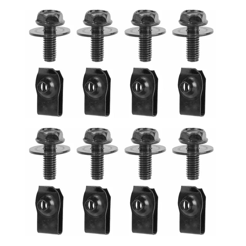 M6 U-Nut Clips & Bolts – Car Fender Liner Fasteners 20pc