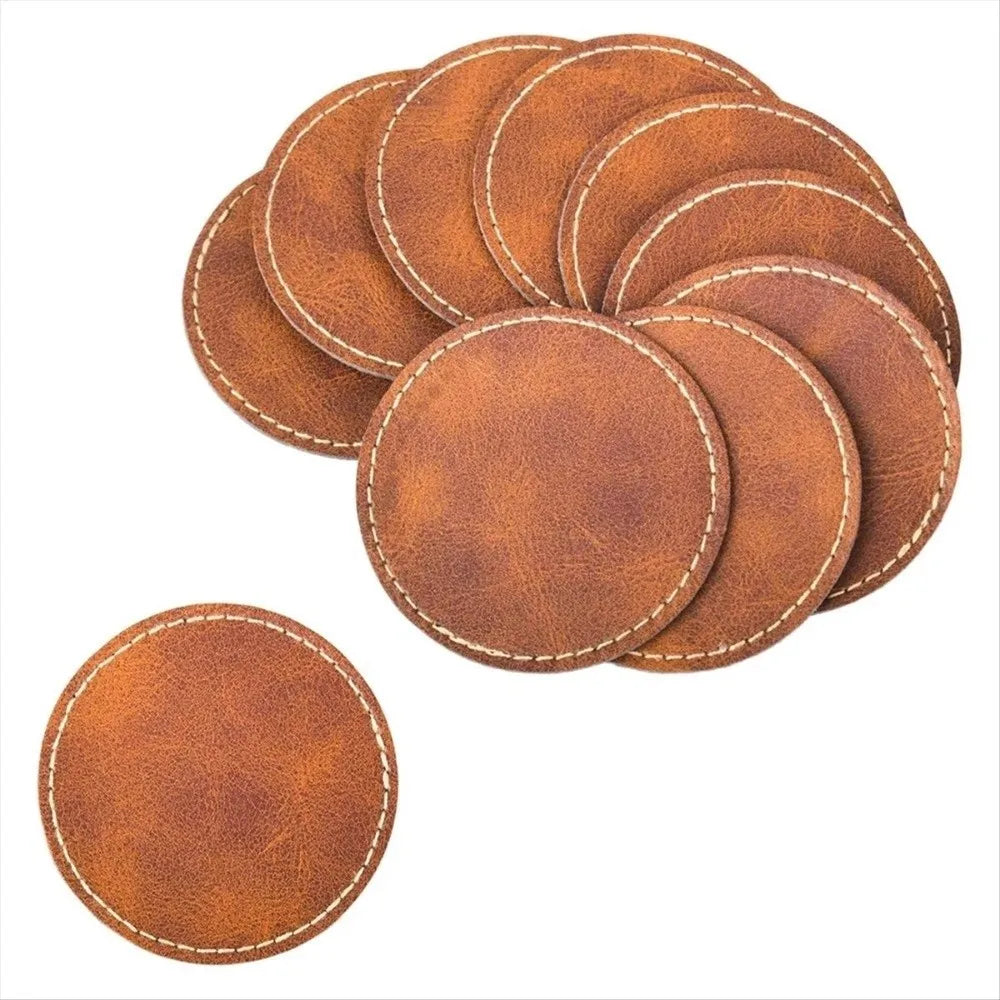 PU Leather Blank Hat Patches Brown – 5/10 Pack, 6.3cm