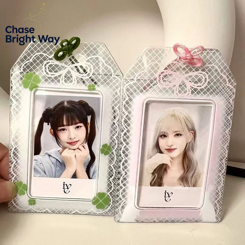 Clover PVC Photocard Holder – Cute Card Sleeve & Clip