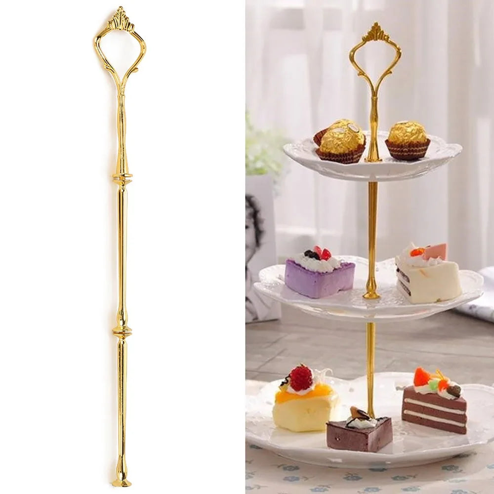 9-Piece Gold 3-Tier Stainless Steel Cake Tray Stand Rack