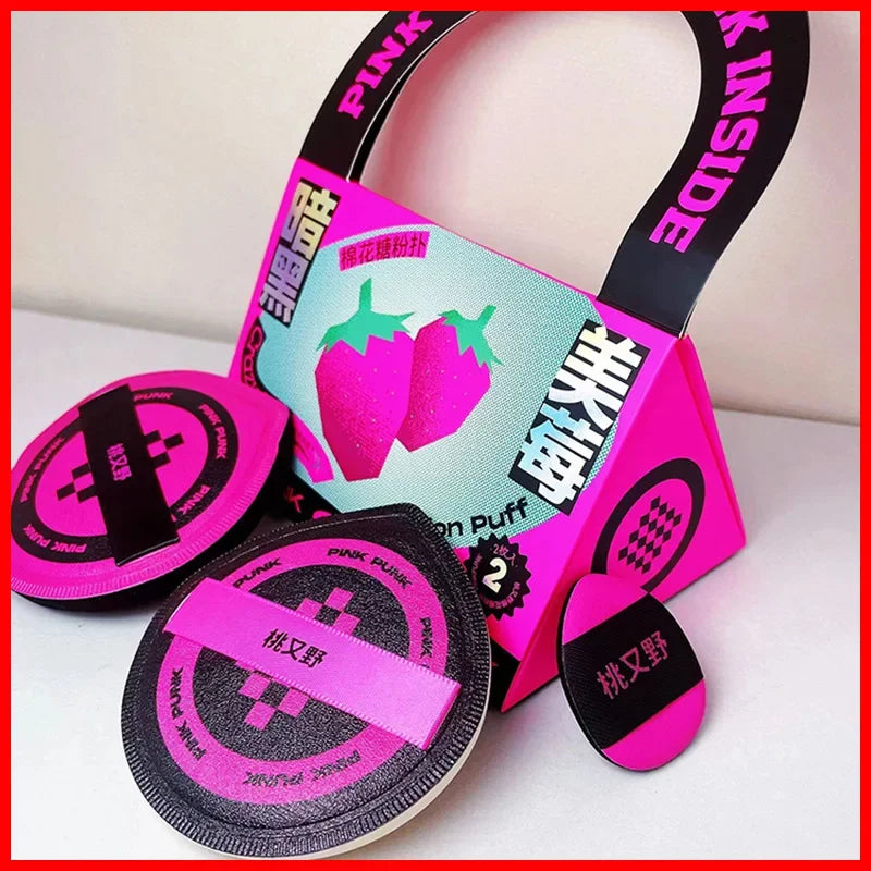 Pink Punk Thumb Powder Puff Set – 3 Pcs Flocking Air Cushion