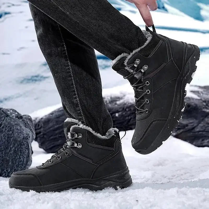 Men's Fleece-Lined High-Top Snow Boots | Thick Sole, Plus Size