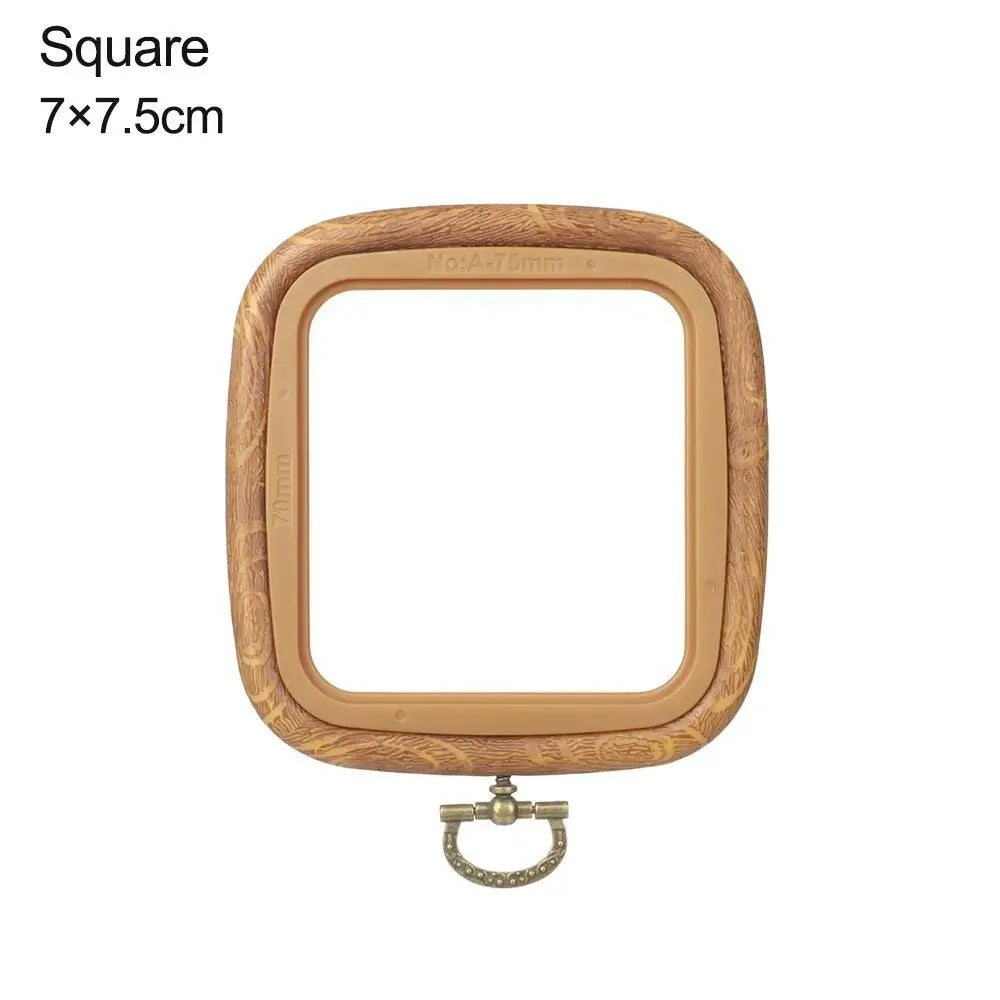 Wood Grain Plastic Embroidery Hoop – Multi-Shape DIY Frame