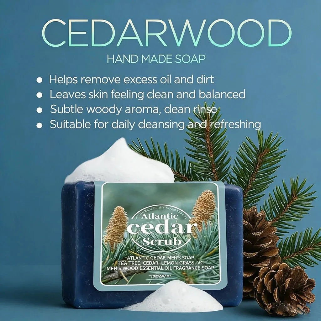 Men's Cedar Essential Oil Handmade Bar Soap – Face & Body